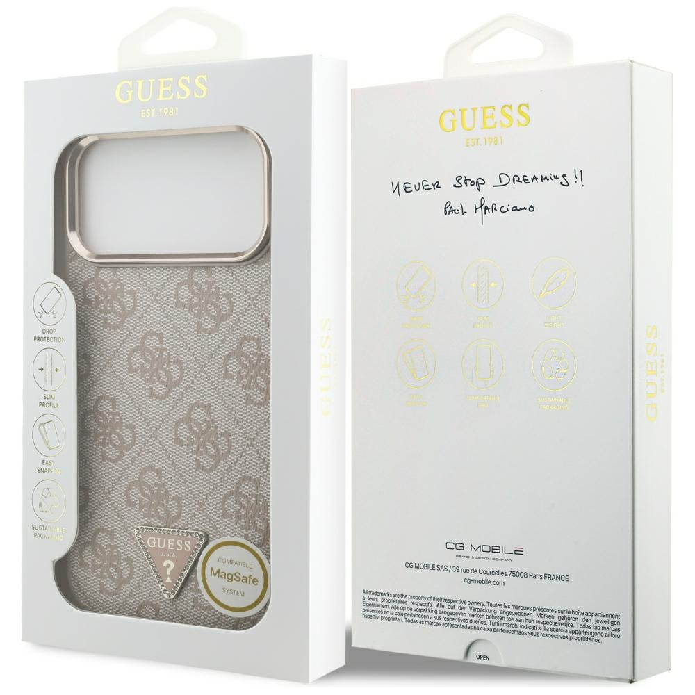MagSafe-etui til Apple iPhone 18 Pro Max / 17 Pro Max, Guess, 4G Triangle Logo, Lyserød