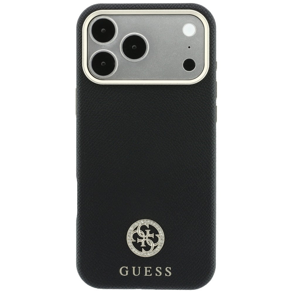 MagSafe-etui til Apple iPhone 18 Pro Max / 17 Pro Max, Guess, Kornet Rund Strass Logo, Sort