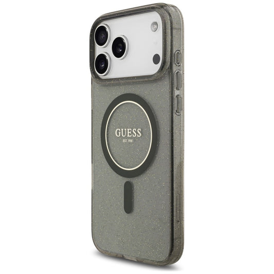 MagSafe-cover til Apple iPhone 18 Pro Max / 17 Pro Max, Guess, IML Glitter with Pearl Strap, sort