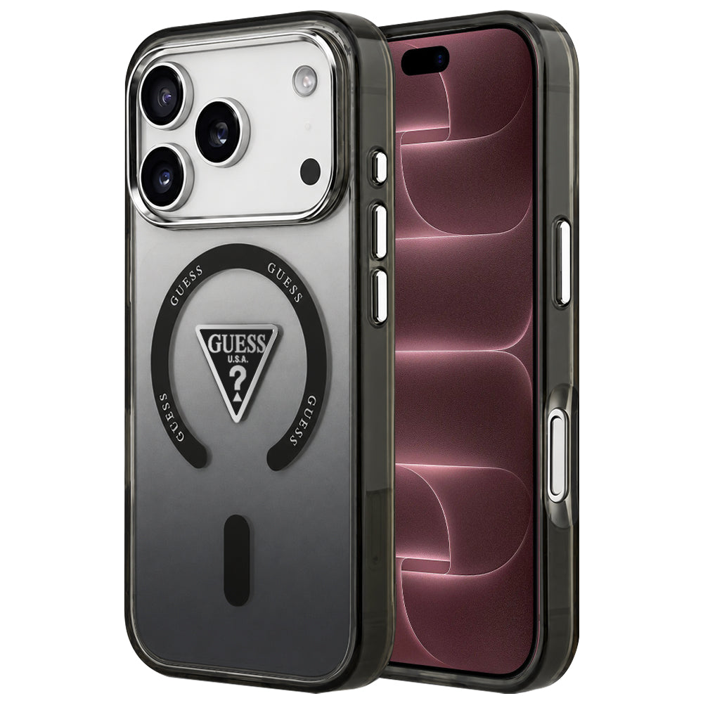 MagSafe-cover til Apple iPhone 18 Pro Max / 17 Pro Max, Guess, IML Gradient Triangle Logo, sort