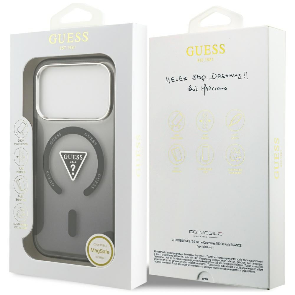 MagSafe-cover til Apple iPhone 18 Pro Max / 17 Pro Max, Guess, IML Gradient Triangle Logo, sort