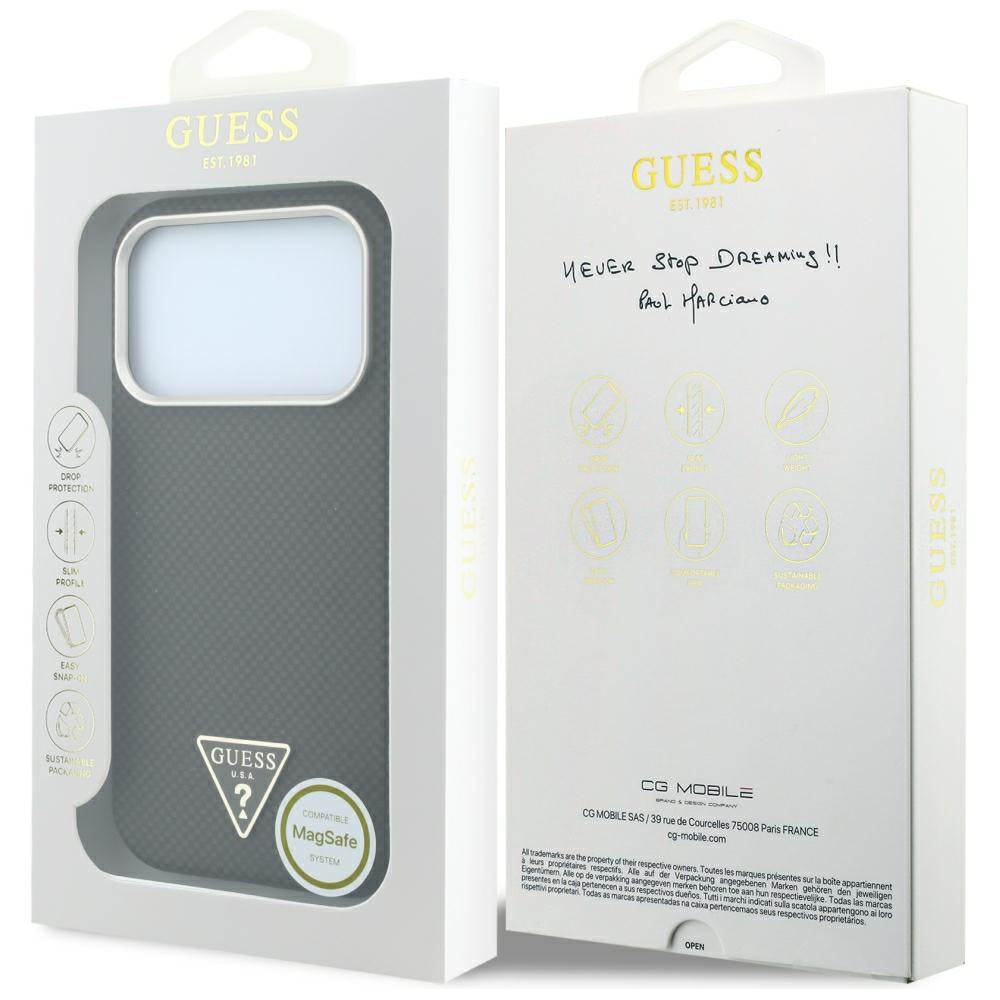 MagSafe-etui til Apple iPhone 18 Pro Max / 17 Pro Max, Guess, Kevlar Triangle Logo, Brun