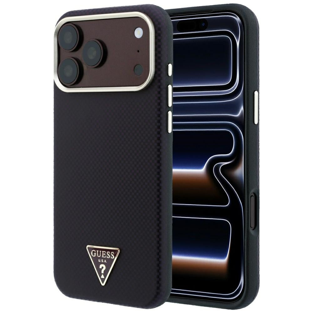 MagSafe-etui til Apple iPhone 18 Pro Max / 17 Pro Max, Guess, Kevlar Triangle Logo, Vinrød