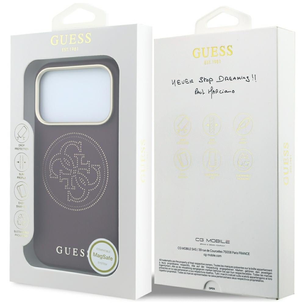 MagSafe-etui til Apple iPhone 18 Pro Max / 17 Pro Max, Guess, Perforated 4G, Vinrød