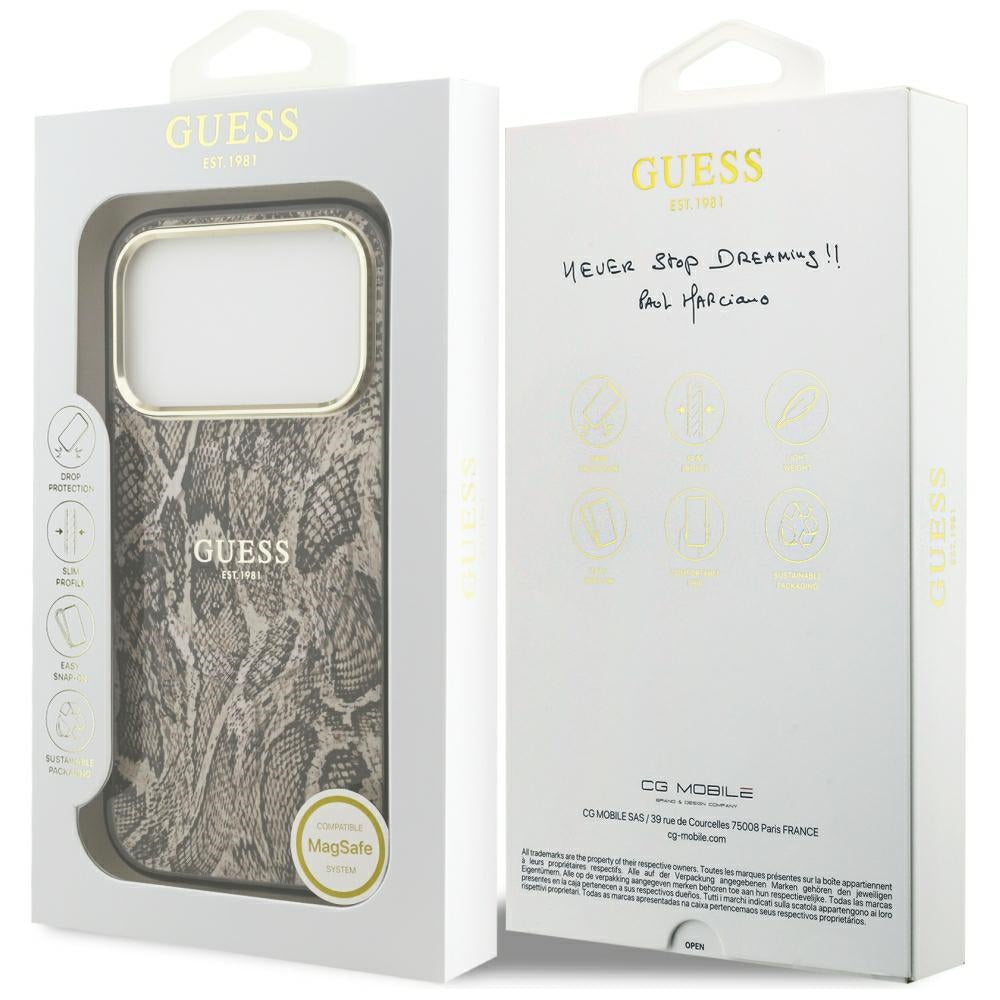 MagSafe-etui til Apple iPhone 18 Pro Max / 17 Pro Max, Guess, Python-mønster, Brun