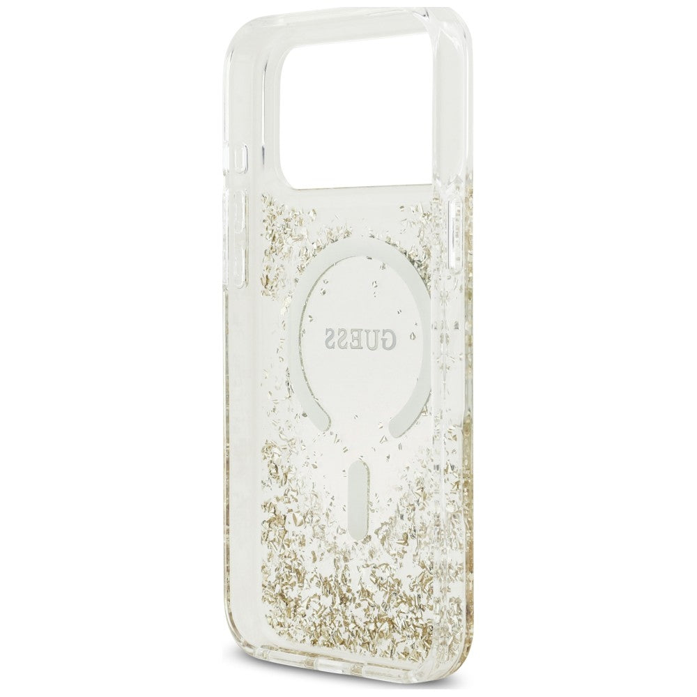 MagSafe-etui til Apple iPhone 18 Pro Max / 17 Pro Max, Guess, Harpiksbund med glitter, Guld