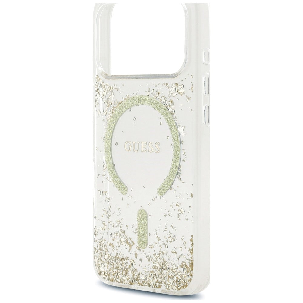 MagSafe-etui til Apple iPhone 18 Pro Max / 17 Pro Max, Guess, Harpiksbund med glitter, Guld