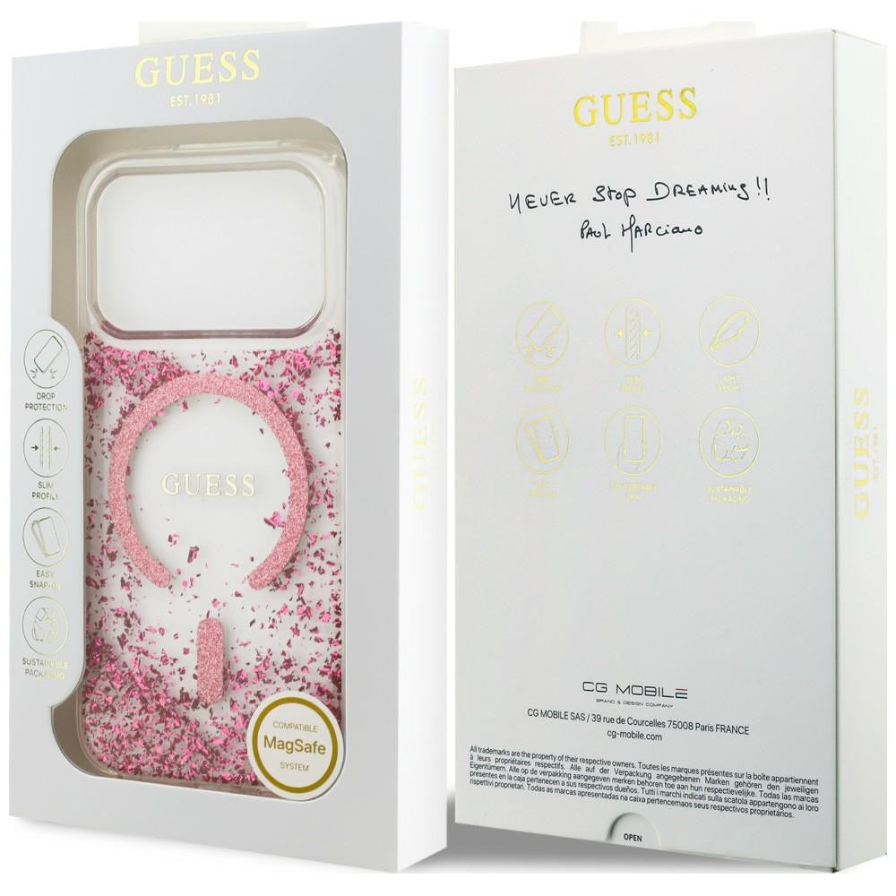MagSafe-etui til Apple iPhone 18 Pro Max / 17 Pro Max, Guess, Resin Bottom Glitter, Pink