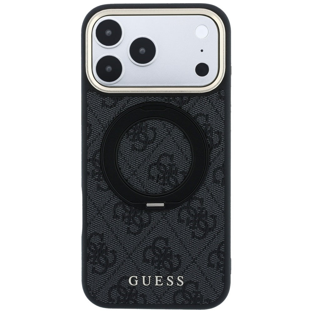 MagSafe-etui til Apple iPhone 18 Pro Max / 17 Pro Max, Guess, Ring Stand Classic Logo, Sort
