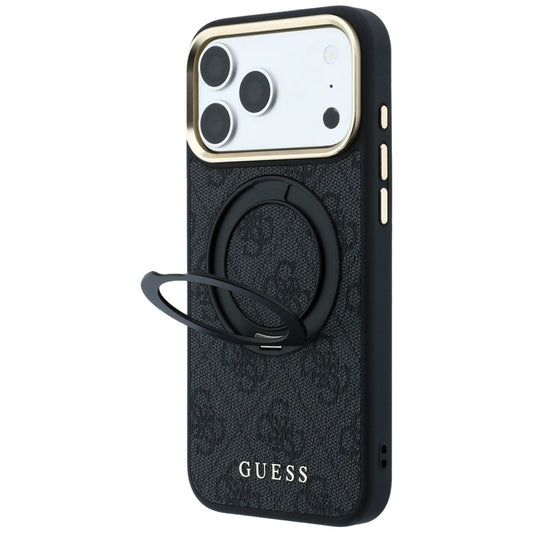 MagSafe-etui til Apple iPhone 18 Pro Max / 17 Pro Max, Guess, Ring Stand Classic Logo, Sort