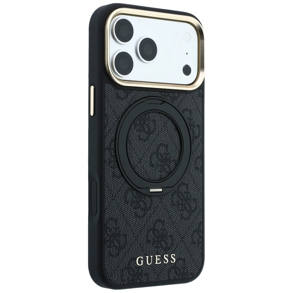 MagSafe-etui til Apple iPhone 18 Pro Max / 17 Pro Max, Guess, Ring Stand Classic Logo, Sort