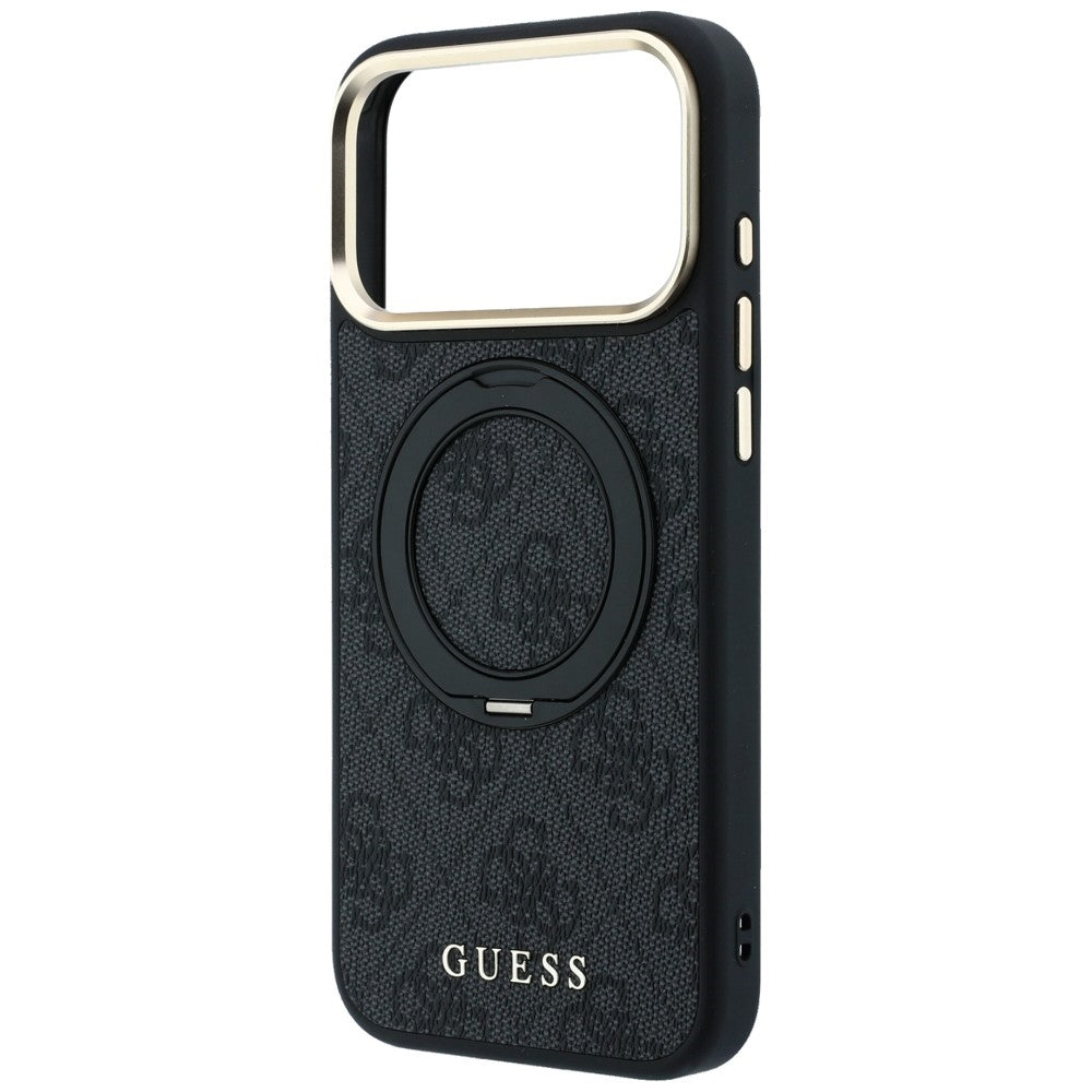 MagSafe-etui til Apple iPhone 18 Pro Max / 17 Pro Max, Guess, Ring Stand Classic Logo, Sort