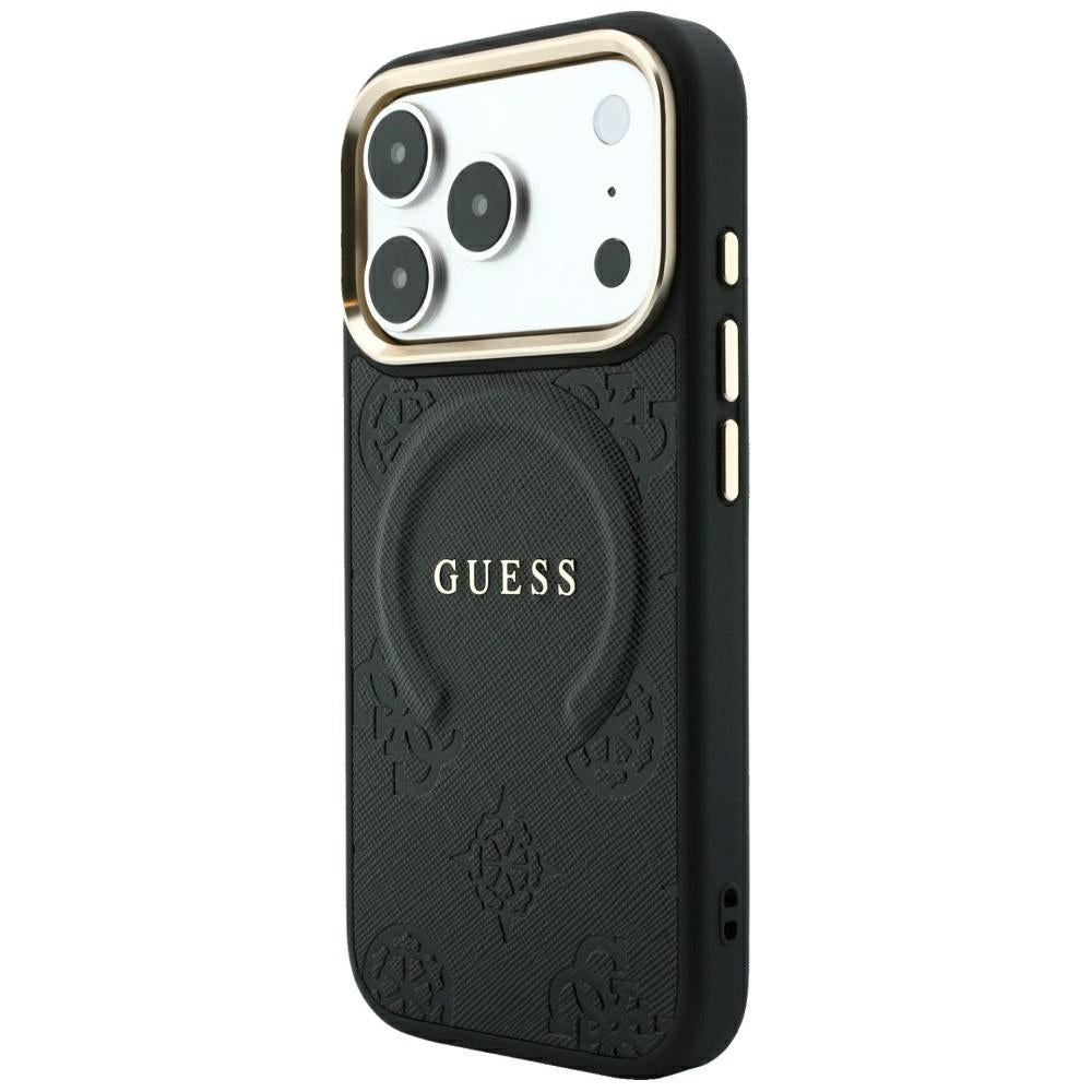 MagSafe Case for Apple iPhone 18 Pro Max / 17 Pro Max, Guess, Saffiano Peony Ring, Black