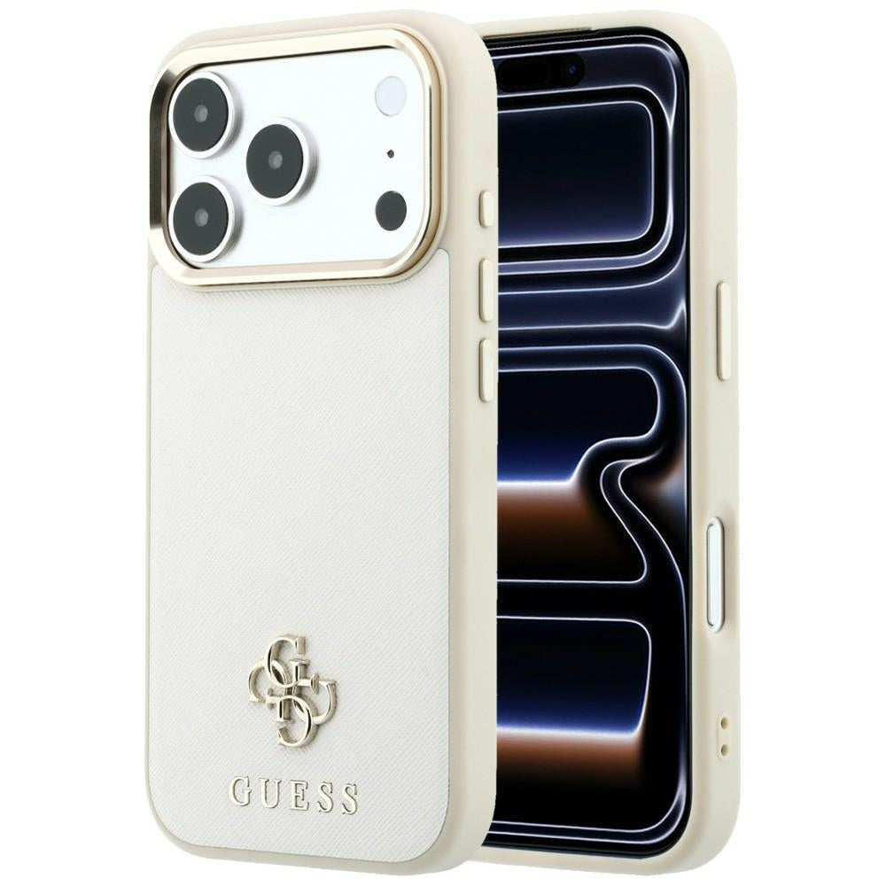 MagSafe-etui til Apple iPhone 18 Pro Max / 17 Pro Max, Guess, Saffiano Small 4G Classic, Beige