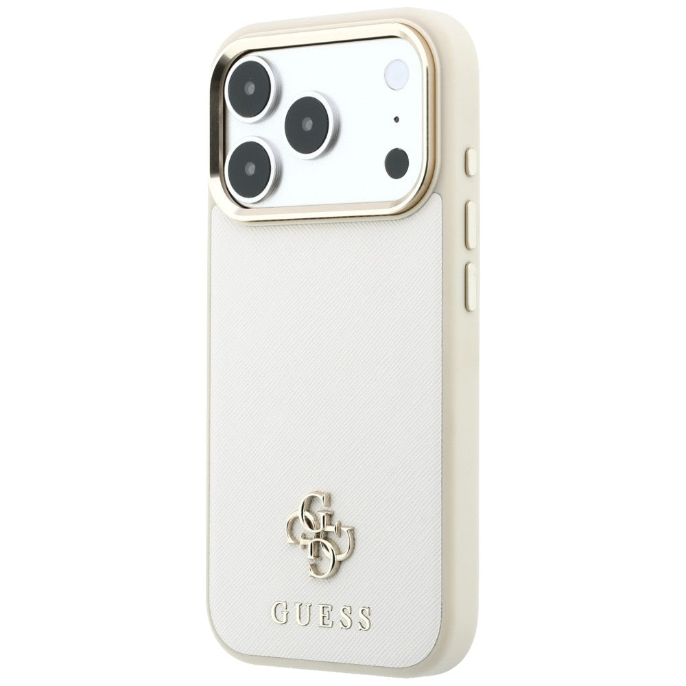 MagSafe-etui til Apple iPhone 18 Pro Max / 17 Pro Max, Guess, Saffiano Small 4G Classic, Beige