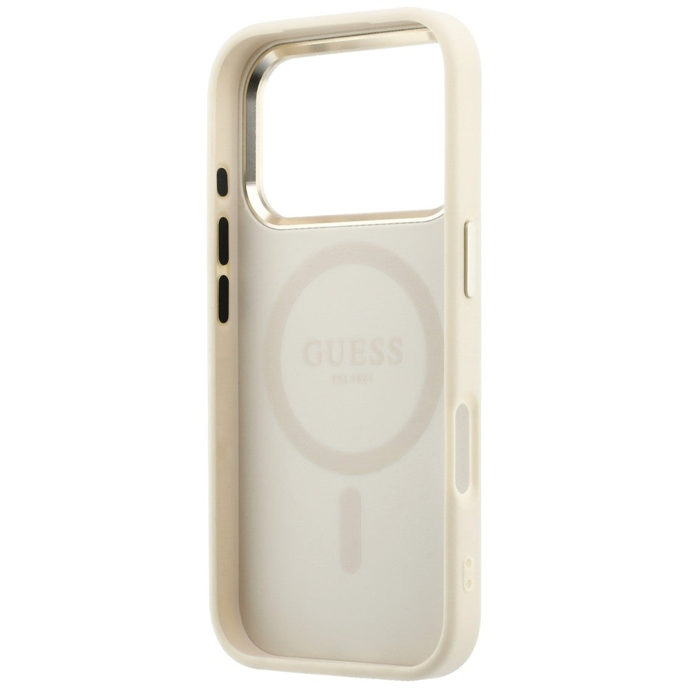 MagSafe-etui til Apple iPhone 18 Pro Max / 17 Pro Max, Guess, Saffiano Small 4G Classic, Beige