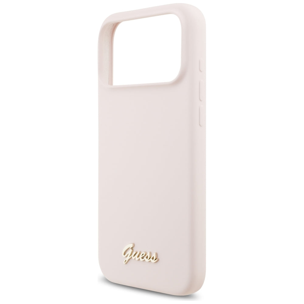 MagSafe-etui til Apple iPhone 18 Pro Max / 17 Pro Max, Guess, Script Metal Logo, Lyserød