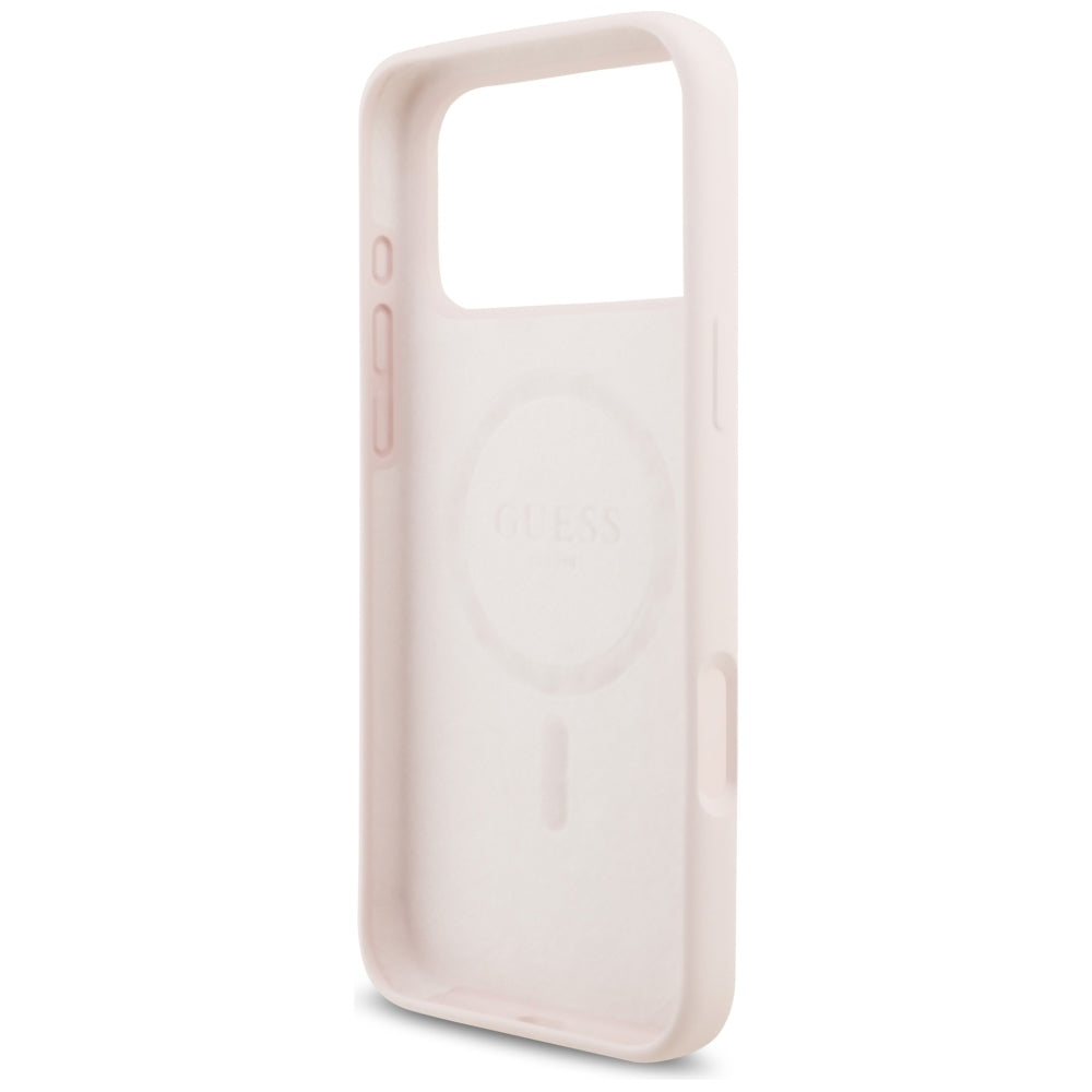 MagSafe-etui til Apple iPhone 18 Pro Max / 17 Pro Max, Guess, Script Metal Logo, Lyserød
