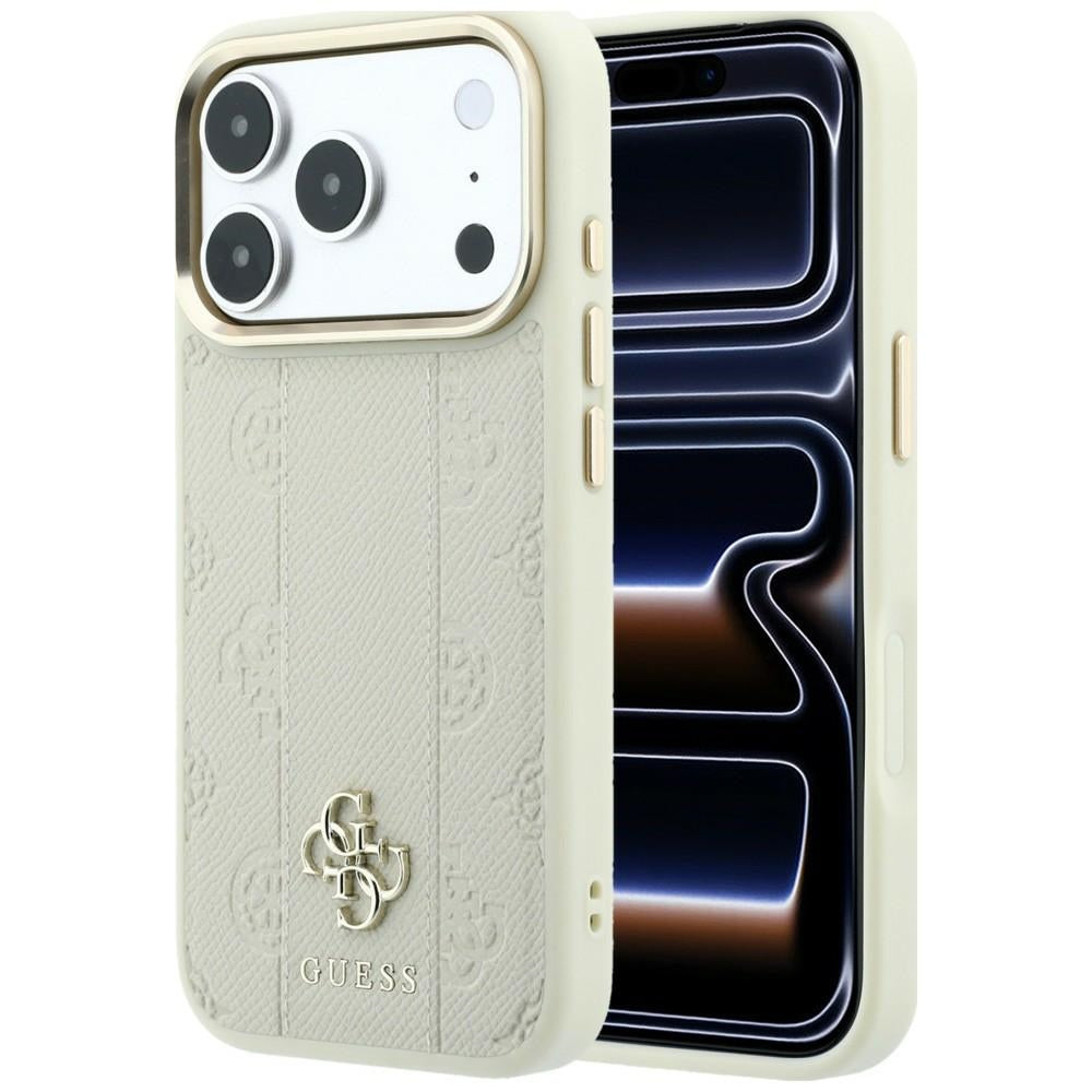 MagSafe-etui til Apple iPhone 18 Pro Max / 17 Pro Max, Guess, Stripe Peony 4G, Beige