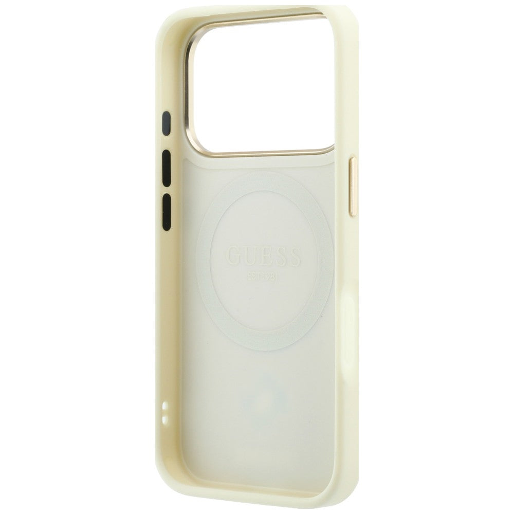 MagSafe-etui til Apple iPhone 18 Pro Max / 17 Pro Max, Guess, Stripe Peony 4G, Beige