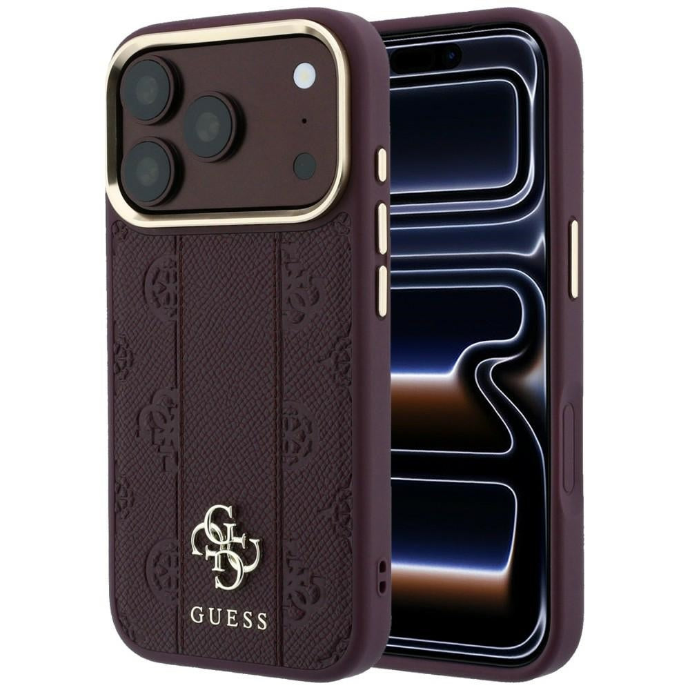 MagSafe-etui til Apple iPhone 18 Pro Max / 17 Pro Max, Guess, Stripe Peony 4G, Vinrød