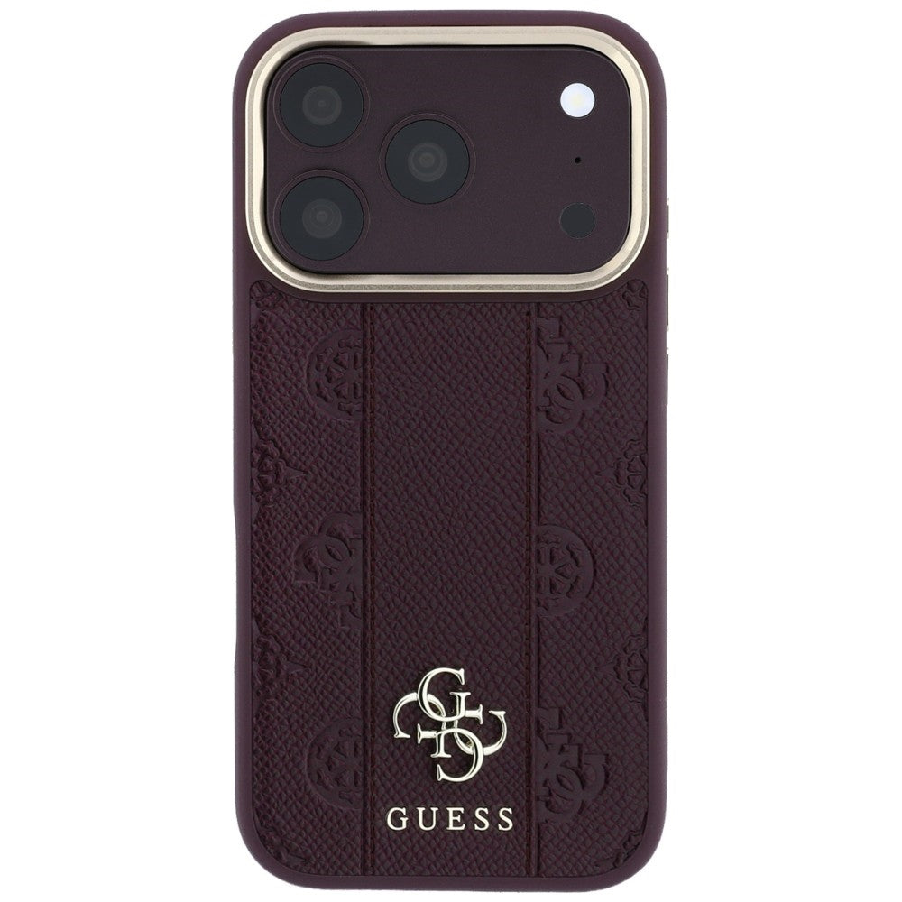 MagSafe-etui til Apple iPhone 18 Pro Max / 17 Pro Max, Guess, Stripe Peony 4G, Vinrød