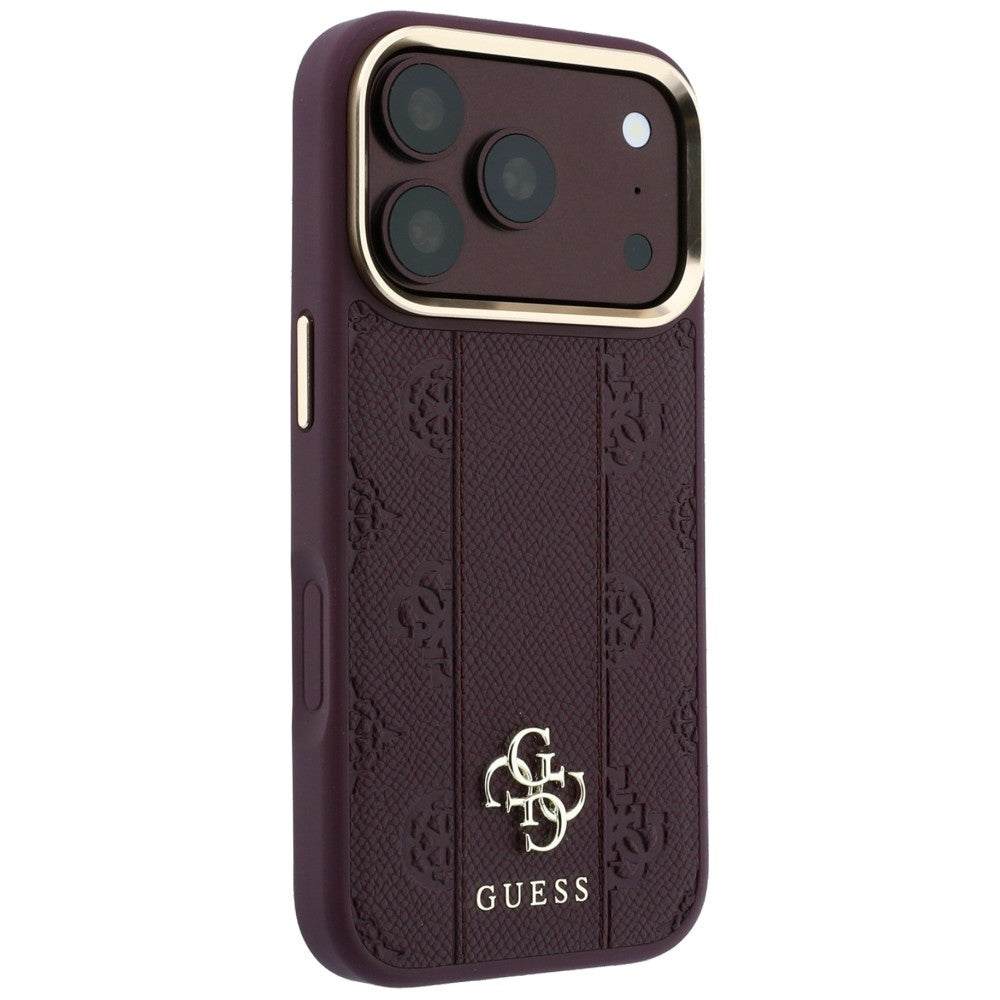MagSafe-etui til Apple iPhone 18 Pro Max / 17 Pro Max, Guess, Stripe Peony 4G, Vinrød