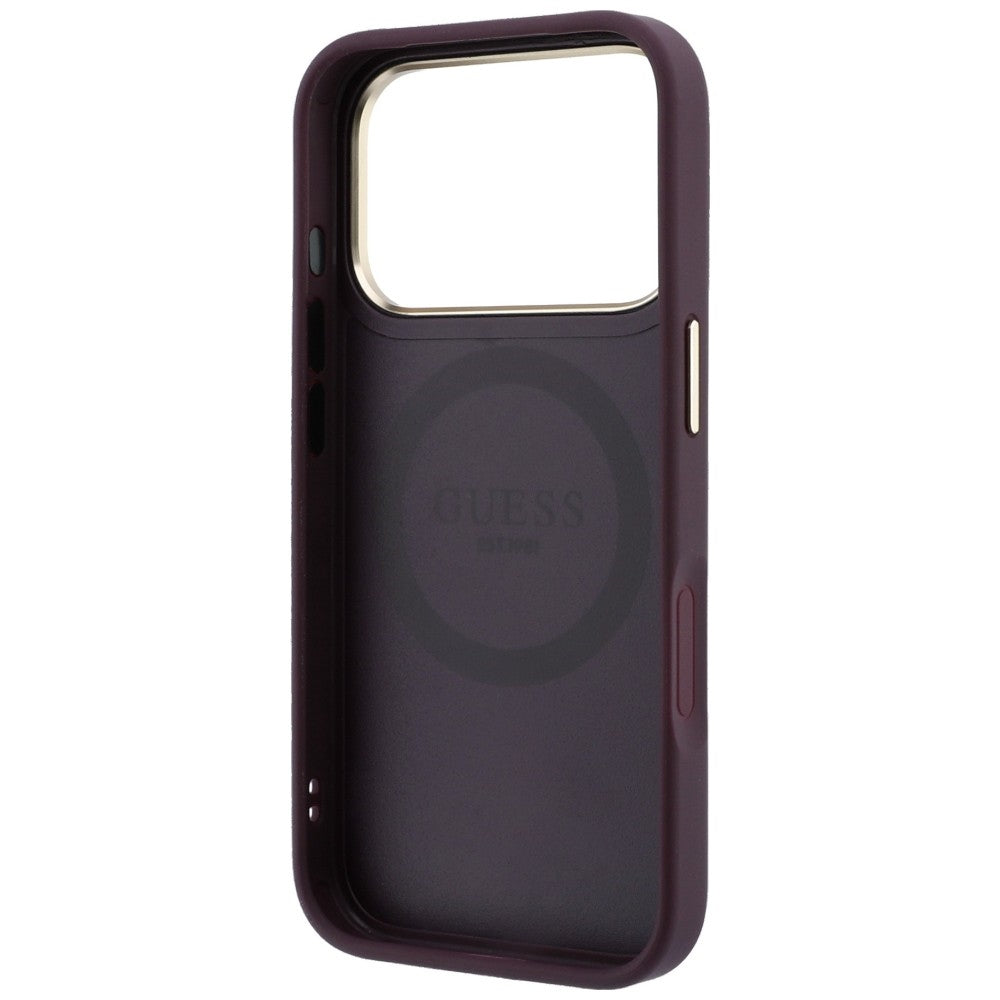 MagSafe-etui til Apple iPhone 18 Pro Max / 17 Pro Max, Guess, Stripe Peony 4G, Vinrød