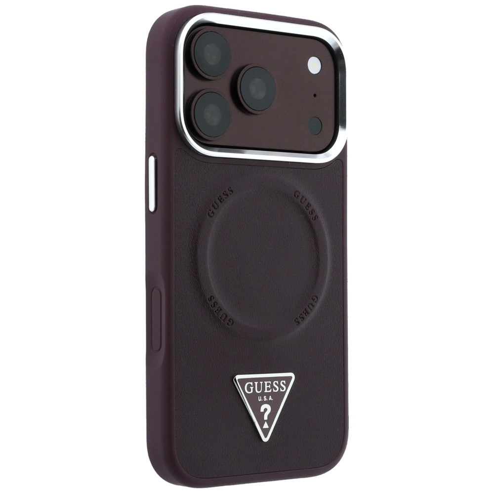 MagSafe-cover til Apple iPhone 18 Pro Max / 17 Pro Max, Guess, Triangle Logo, bordeauxfarvet