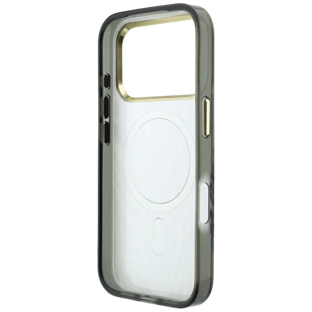 MagSafe-etui til Apple iPhone 18 Pro Max / 17 Pro Max, Guess, Zebra Glitter Triangle Logo, Sølv