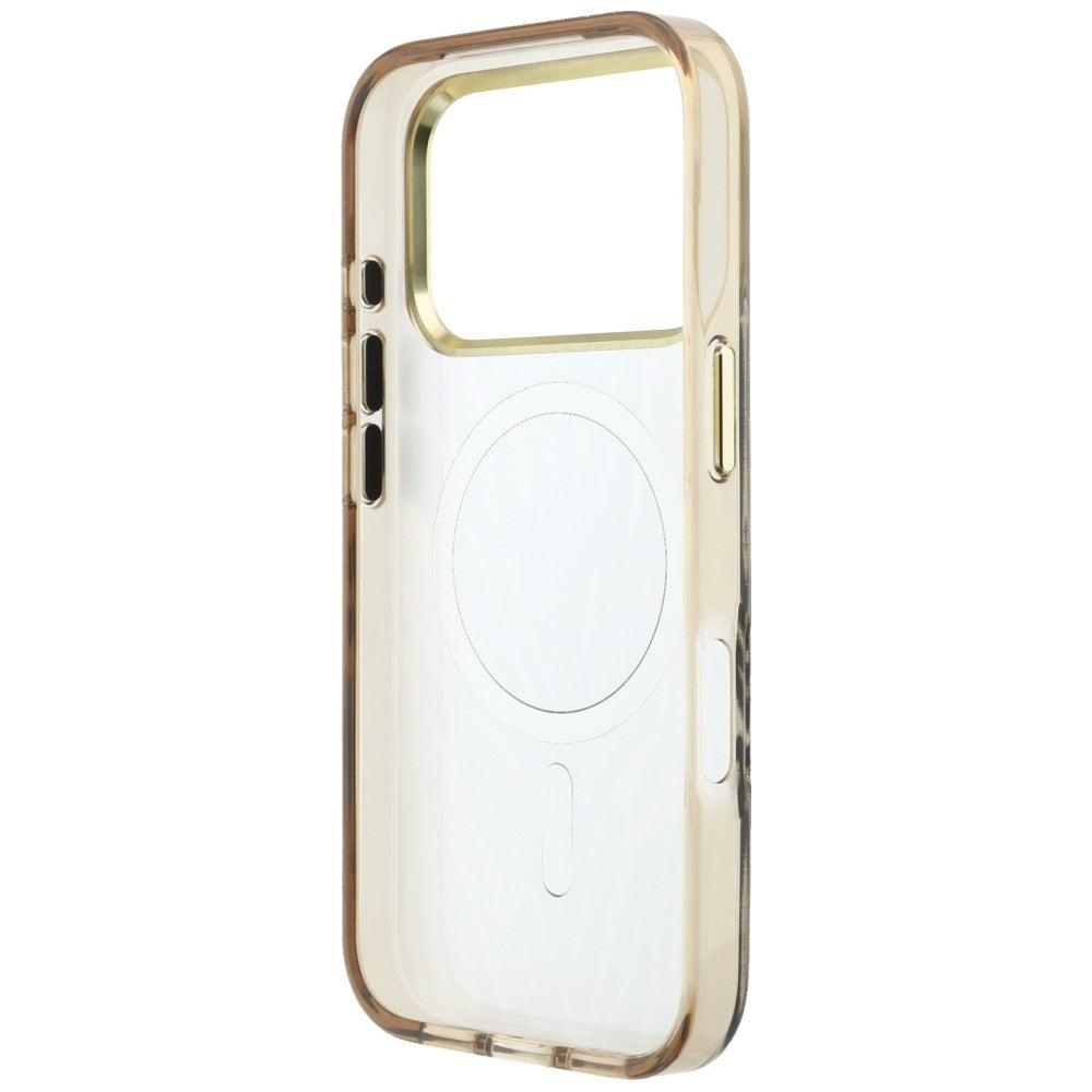 MagSafe-etui til Apple iPhone 18 Pro Max / 17 Pro Max, Guess, Zebra Glitter Triangle Logo, Guld