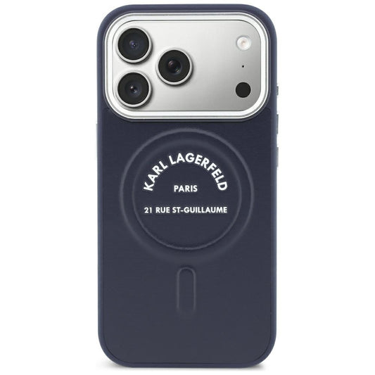 MagSafe-cover til Apple iPhone 18 Pro Max / 17 Pro Max, Karl Lagerfeld, Embossed Open Ring RSG Logo, blå