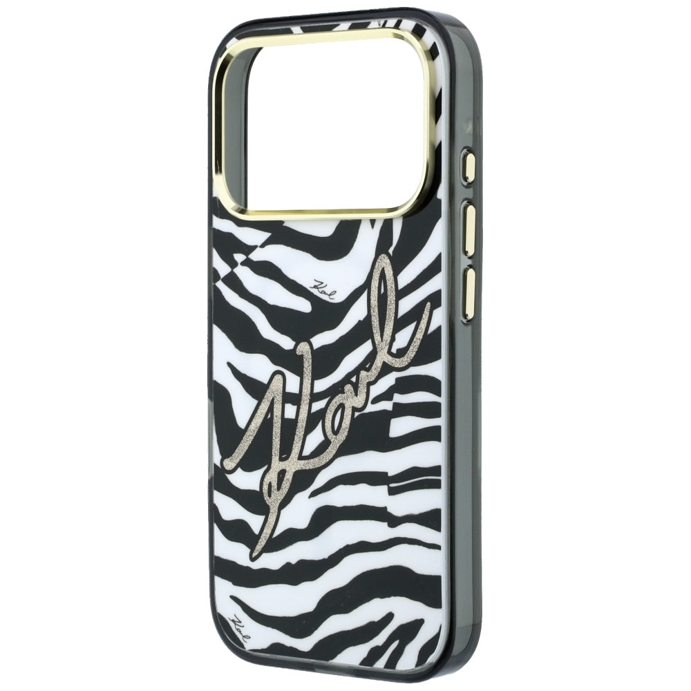MagSafe-etui til Apple iPhone 18 Pro Max / 17 Pro Max, Karl Lagerfeld, HC IML Signature Zebra Glitter Gold, Sort