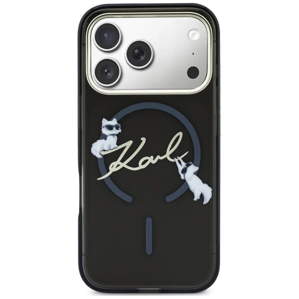 MagSafe-etui til Apple iPhone 18 Pro Max / 17 Pro Max, Karl Lagerfeld, IML Choupette Karl Script Logo, Sort