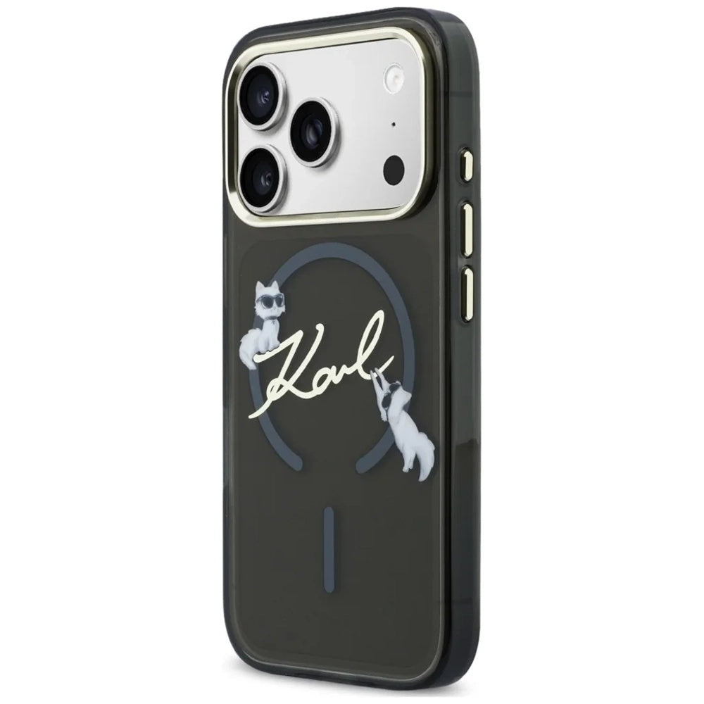 MagSafe-etui til Apple iPhone 18 Pro Max / 17 Pro Max, Karl Lagerfeld, IML Choupette Karl Script Logo, Sort