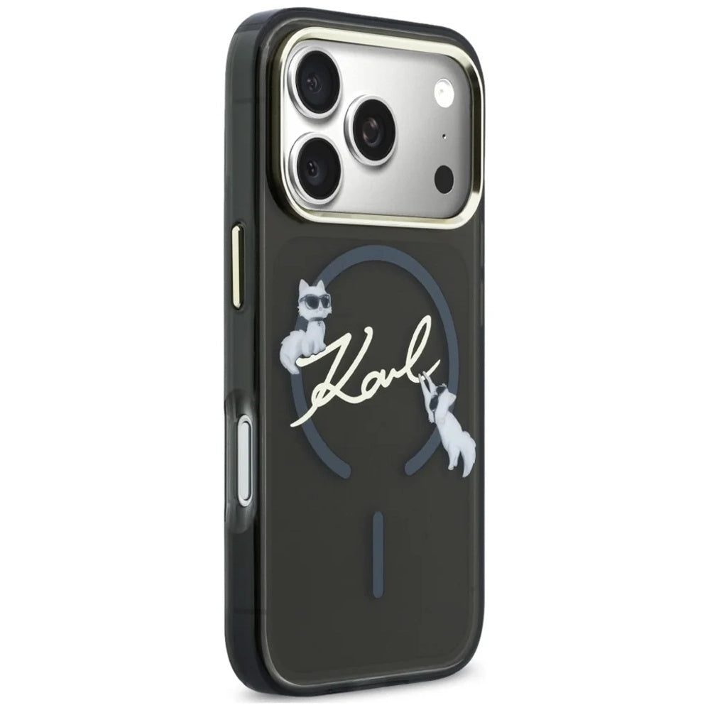 MagSafe-etui til Apple iPhone 18 Pro Max / 17 Pro Max, Karl Lagerfeld, IML Choupette Karl Script Logo, Sort