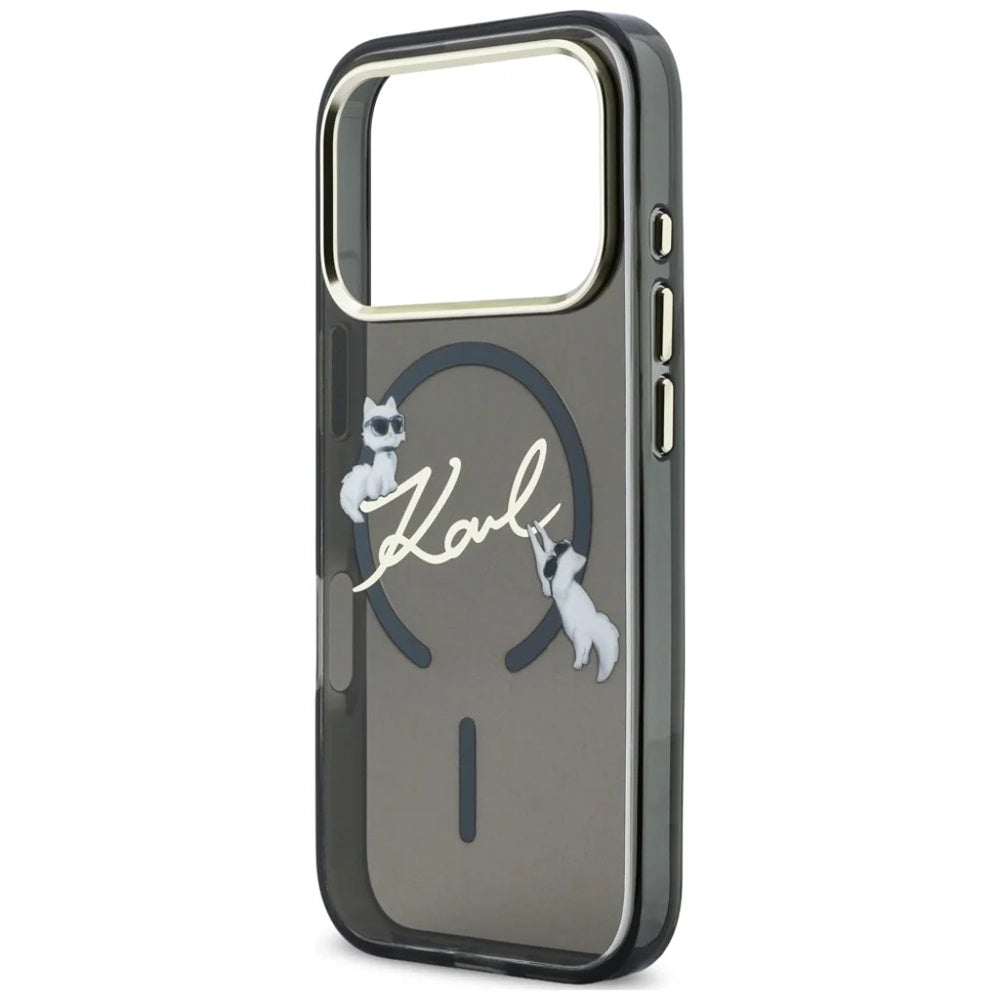 MagSafe-etui til Apple iPhone 18 Pro Max / 17 Pro Max, Karl Lagerfeld, IML Choupette Karl Script Logo, Sort