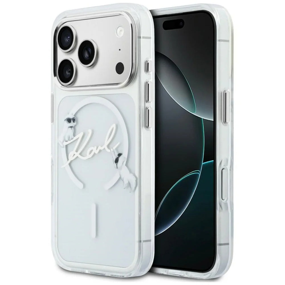 MagSafe-etui til Apple iPhone 18 Pro Max / 17 Pro Max, Karl Lagerfeld, IML Choupette Karl Script Logo, Transparent