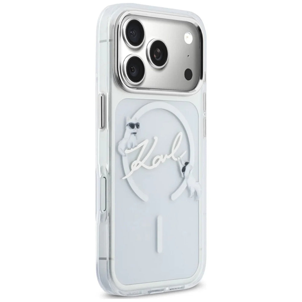 MagSafe-etui til Apple iPhone 18 Pro Max / 17 Pro Max, Karl Lagerfeld, IML Choupette Karl Script Logo, Transparent