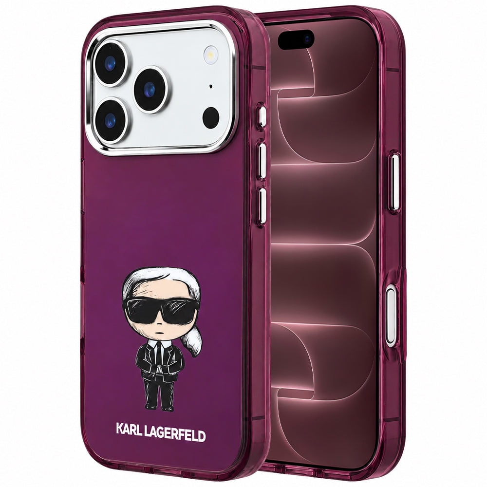 MagSafe-etui til Apple iPhone 18 Pro Max / 17 Pro Max, Karl Lagerfeld, IML Ikonik Sketch Print, Vinrød