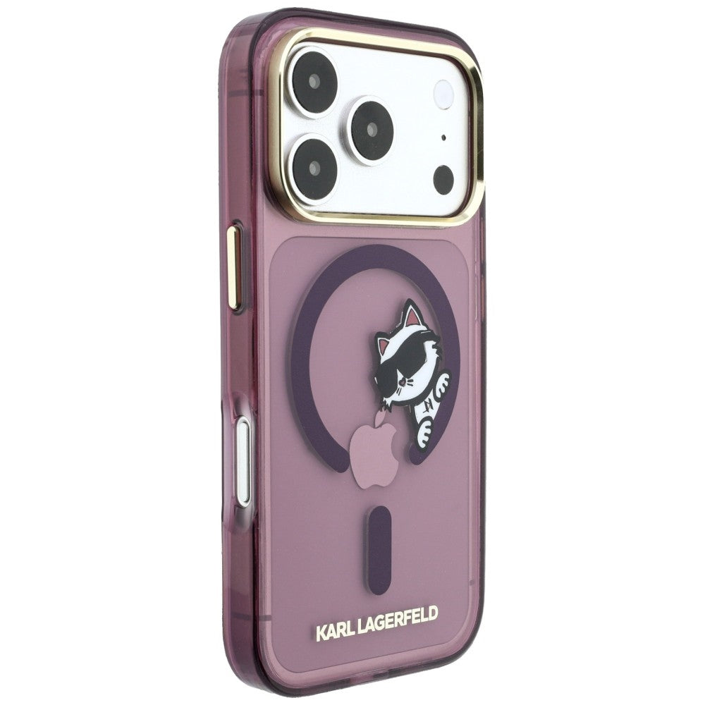 MagSafe-etui til Apple iPhone 18 Pro Max / 17 Pro Max, Karl Lagerfeld, IML Peekaboo Print og metalramme, Vinrød