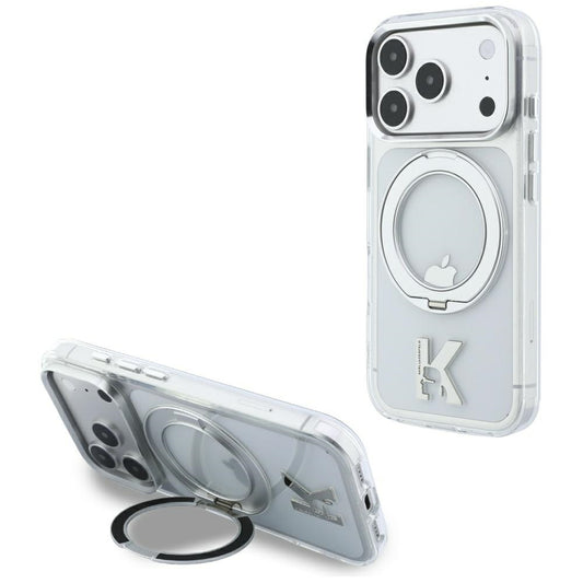 MagSafe-etui til Apple iPhone 18 Pro Max / 17 Pro Max, Karl Lagerfeld, IML Ring Stand Kameo Metal, Transparent