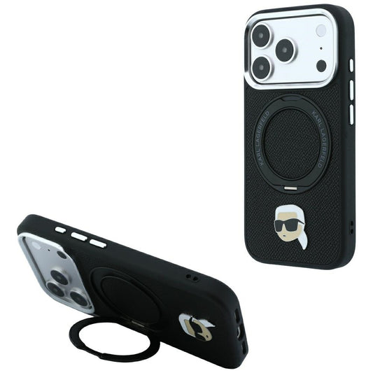 MagSafe-cover til Apple iPhone 18 Pro Max / 17 Pro Max, Karl Lagerfeld, Ring Stand 360 Karl Pin, sort