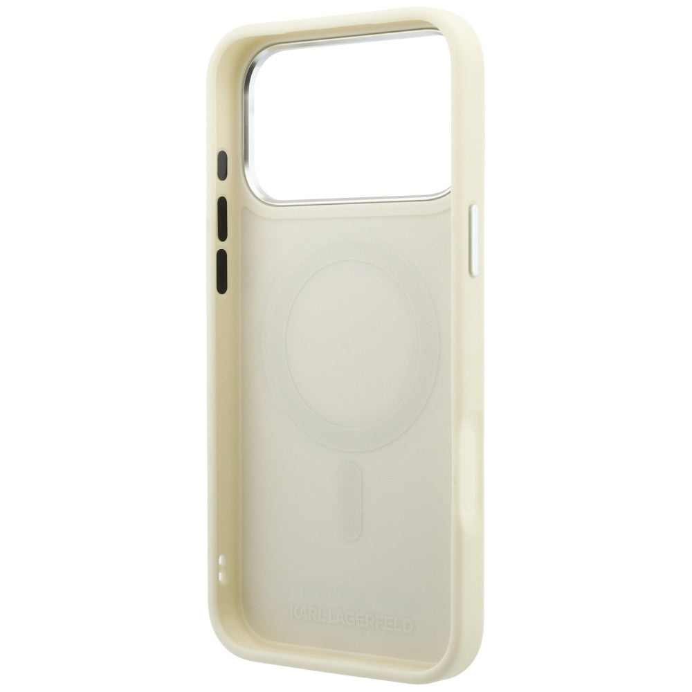 MagSafe-cover til Apple iPhone 18 Pro Max / 17 Pro Max, Karl Lagerfeld, Ring Stand 360 Saffiano, beige