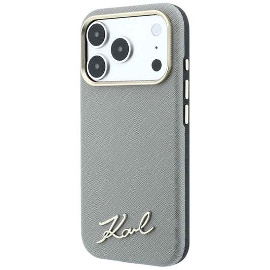 MagSafe-etui til Apple iPhone 18 Pro Max / 17 Pro Max, Karl Lagerfeld, Saffiano Small Script Metal Logo, Beige