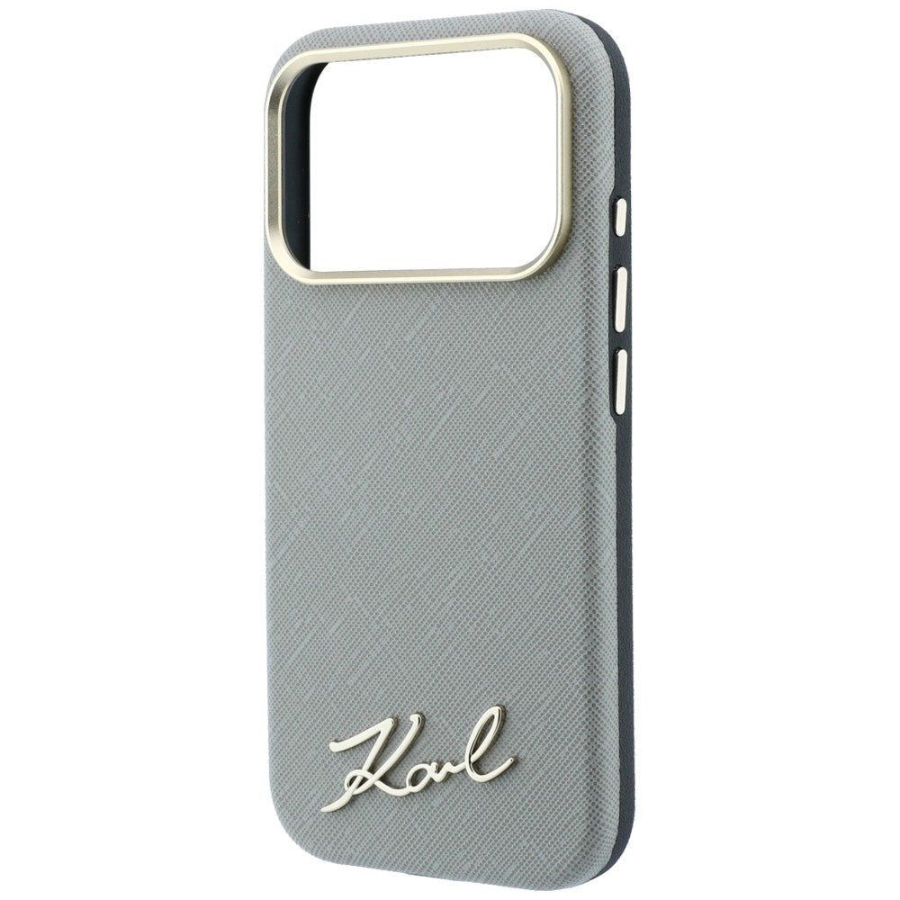 MagSafe-etui til Apple iPhone 18 Pro Max / 17 Pro Max, Karl Lagerfeld, Saffiano Small Script Metal Logo, Beige