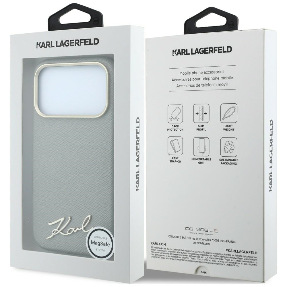 MagSafe-etui til Apple iPhone 18 Pro Max / 17 Pro Max, Karl Lagerfeld, Saffiano Small Script Metal Logo, Beige