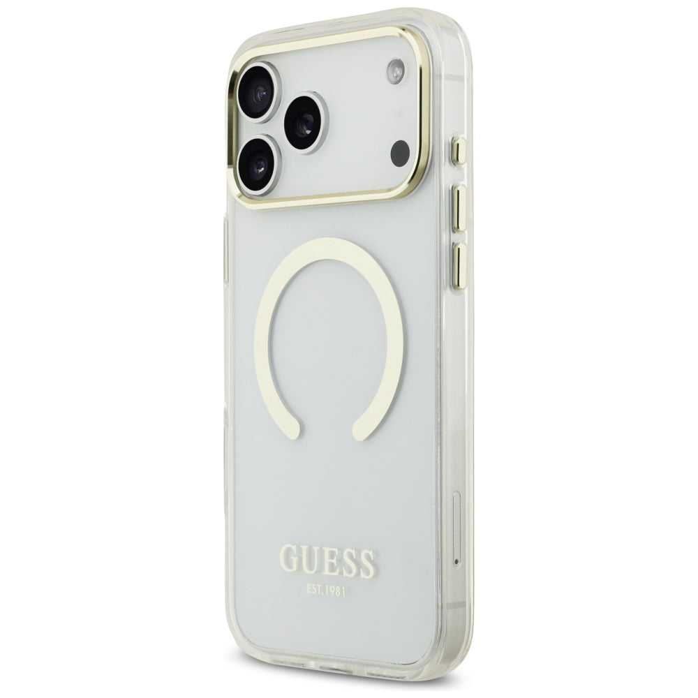 MagSafe-etui til Apple iPhone 18 Pro Max, Guess, Metal Outline, Guld