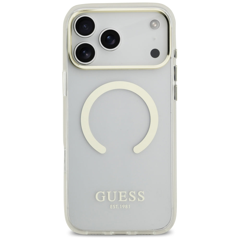 MagSafe-etui til Apple iPhone 18 Pro Max, Guess, Metal Outline, Guld