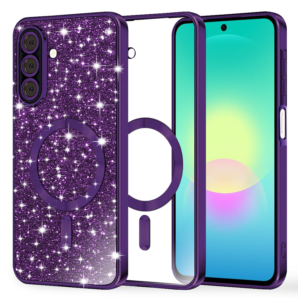 MagSafe-etui til Samsung Galaxy A27 5G, Techsuit, Luxury Glitter, Mørkelilla